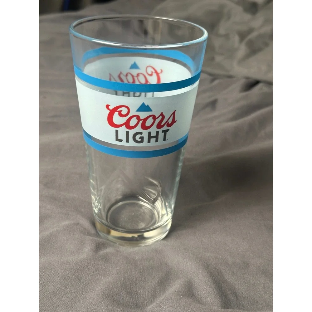 Coors Light Silver Bullet Pint Glass Embossed Mountain Logo Beer Barware Clear
